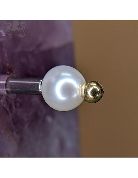 Perle d'eau douce et or jaune 18 carats , pour bijou en 1 ou 1.2 mm