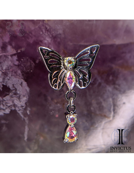 Papillon et pendentif Invictus en titane et zircons premiums - threadless