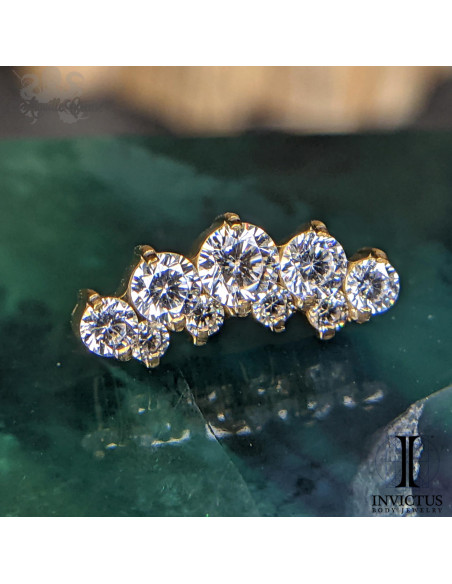 Maxi cluster Invictus en titane pvd or 24 carats et zircons- threadless