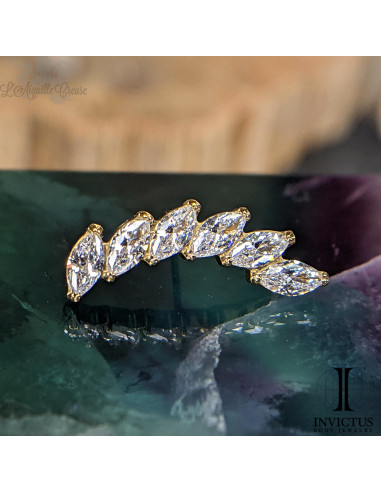 Maxi cluster Invictus en titane pvd or 24 carats et zircons- threadless