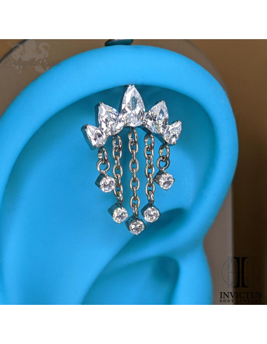 Marquise 5 pétales Invictus en titane et zircons premiums - threadless