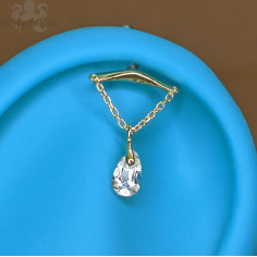 Goutte de topaze blanche et or jaune 18 carats , pour bijou en 1 ou 1.2 mm