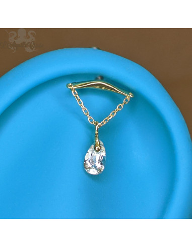 Goutte de topaze blanche et or jaune 18 carats , pour bijou en 1 ou 1.2 mm