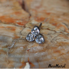 Trinity en titane orné de Zircons cubiques, Threadless - Neometal