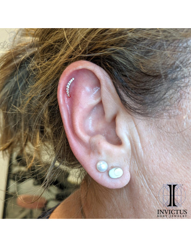 Barre curve en or 14 carats et zircons premium Threadless - Invictus