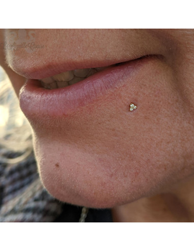 Trio en or jaune 18 carats et zircons Threadless