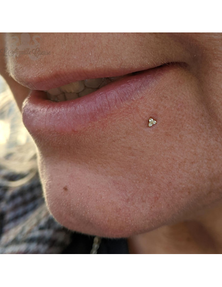 Trio en or jaune 18 carats et zircons Threadless