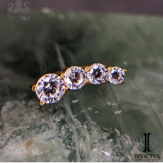 Cluster Invictus en titane pvd gold et 4 zircons premiums - pour 1.2 mm