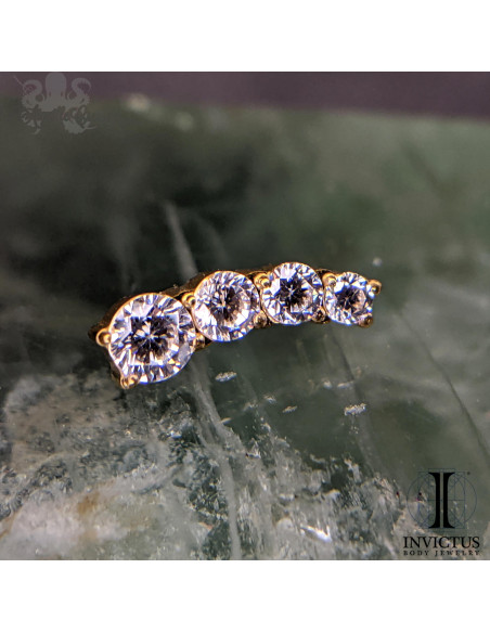 Cluster Invictus en titane pvd gold et 4 zircons premiums - pour 1.2 mm