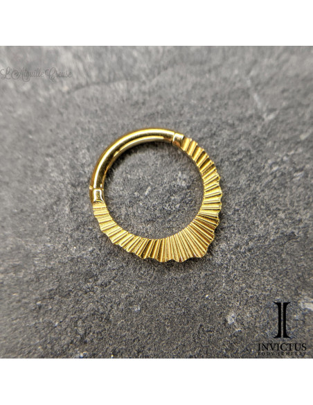Anneau segmenté en titane pvd or 24 carats Invictus , ouverture facile