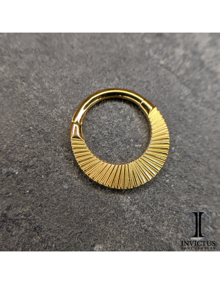 Anneau segmenté en titane pvd or 24 carats Invictus , ouverture facile