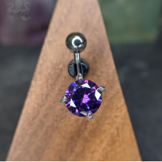 Bijou de nombril Zircon griffé en argent 925, banane en acier chirurgical 316L