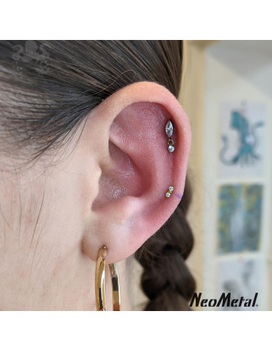 Duo de Zircons cubiques en titane, Threadless - Neometal