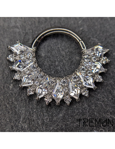 Anneau segmenté 'Tana' en titane et zircons Tremun