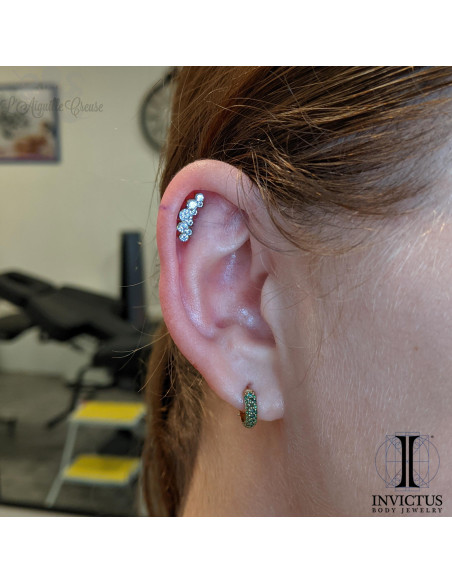 Mini Cluster Invictus en titane et zircons cubiques - pour 1.2 mm