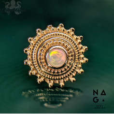 'Afgana' en or jaune 18 carats orné d'une pierre fine au choix  threadless - NAGA BODY JEWELRY 2