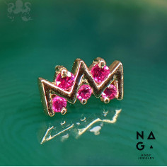 'Zinnen' en or jaune 18 carats orné de Rubis threadless - NAGA BODY JEWELRY