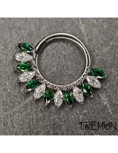 Anneau segmenté 'Maria' en titane et zircons Tremun