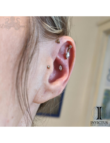 Marquise Invictus en titane pvd gold et zircon premium - threadless