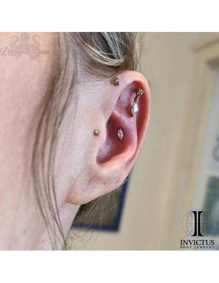 Marquise Invictus en titane pvd gold et zircon premium - threadless