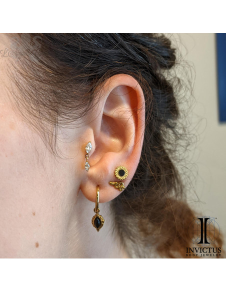 Accessoire Invictus en titane pvd or 24 carats et zircons  - threadless