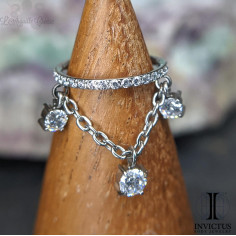 Anneau segmenté en titane, chaines et zircons premiums Invictus , ouverture facile