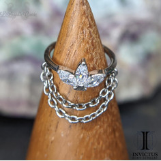 Anneau segmenté en titane, chaines et marquise de zircons premiums Invictus , ouverture facile