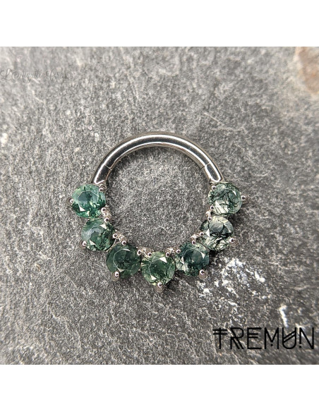 Anneau segmenté 'Kara' en titane et agate mousse Tremun