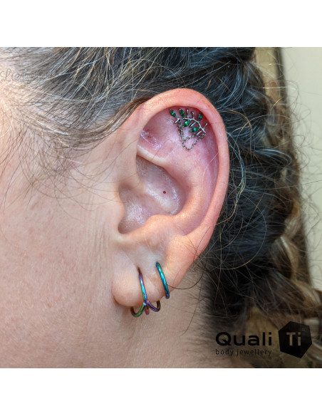 'Mother Goddess' QualiTi en titane, zircons premiums et chainettes, pour 1 ou 1.2 mm