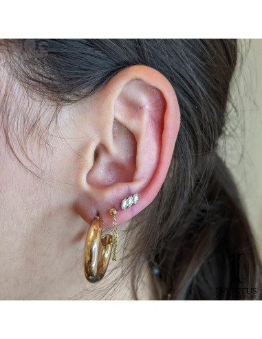 Cluster Invictus en titane pvd or 24 carats et zircons- threadless