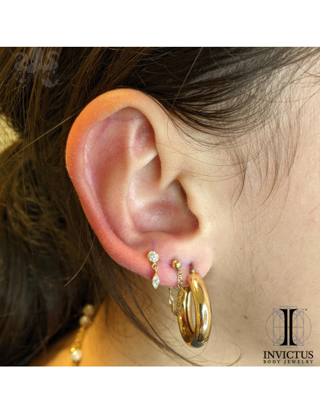 Accessoire Invictus en titane pvd or 24 carats et zircons  - threadless