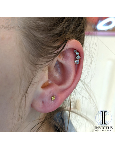 Cluster Invictus en titane pvd gold et zircons premiums - pour 1.2 mm