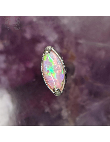 Navette en titane et opale synthétique - Threadless