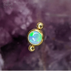 Cabochon éthnique en titane pvd gold d'opale synthétique - Threadless