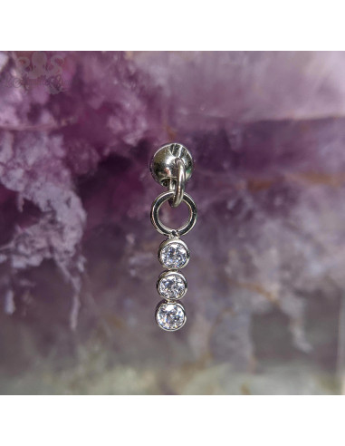 Baguette de zircons et titane Threadless