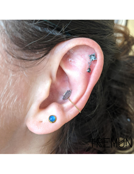 'Nola' Tremun en titane & pierre fine , pour 1 ou 1.2 mm