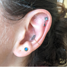 'Emily' Tremun en titane, zircon & pierre fine , pour 1 ou 1.2 mm