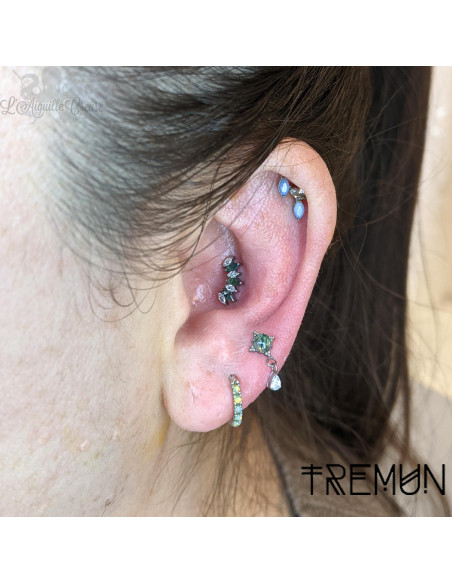 'Claudia' Tremun en titane & agate mousse et zircons , pour 1 ou 1.2 mm