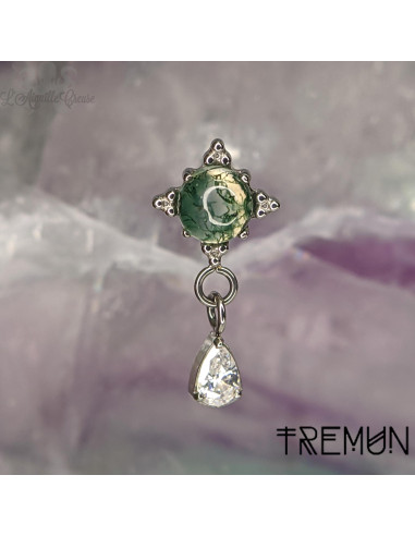 'Emily' Tremun en titane, zircon & pierre fine , pour 1 ou 1.2 mm