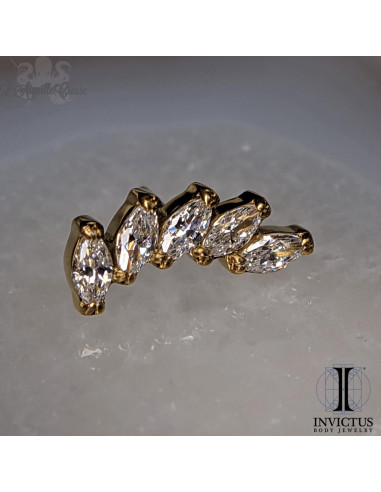 Mini Cluster Invictus en titane pvd or 24 carats et zircons- threadless