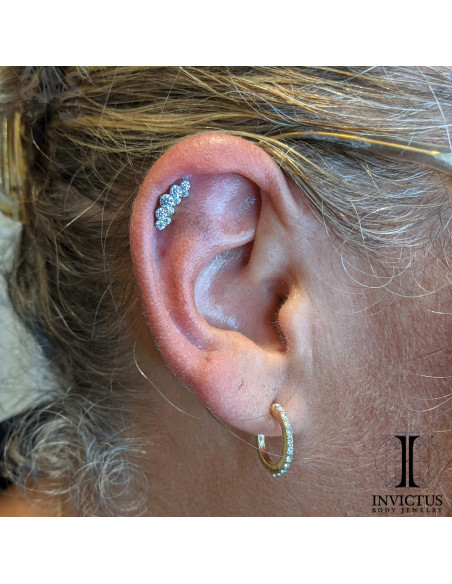 Mini Cluster Invictus en titane et zircons cubiques - pour 1.2 mm