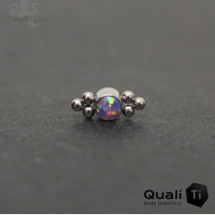 Accessoire 'atome' QualiTi en titane et opale synthétique, pour 1 ou 1.2 mm 2