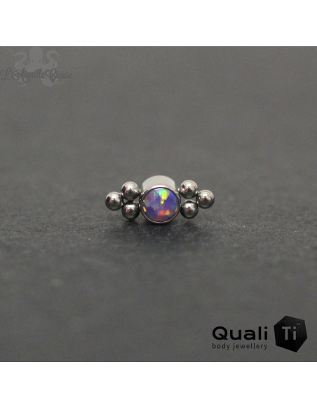 Accessoire 'atome' QualiTi en titane et opale synthétique, pour 1 ou 1.2 mm
