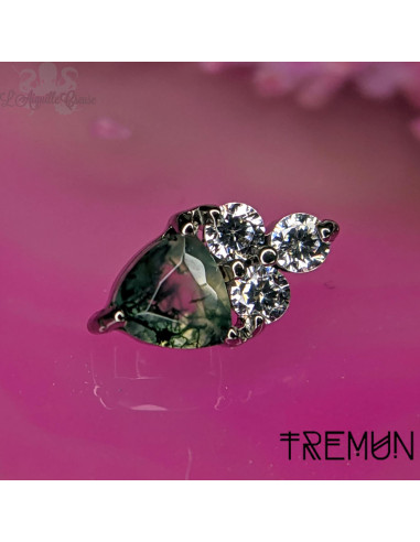 'Cécilia' Tremun en titane, zircons & pierre fine , pour 1 ou 1.2 mm