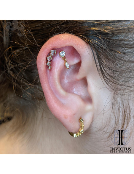 Accessoire Invictus en titane pvd or 24 carats et zircons  - threadless