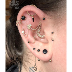 Charme Naga Jewelery en or jaune 18 carats et tourmaline noire 2