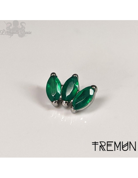 Marquise Tremun en titane & onyx verte , pour 1 ou 1.2 mm