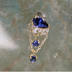 Accessoire en or jaune 18 carats, zircons et pierres fines Threadless 2