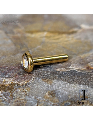 Barre de Labret avec cabochon de zircon intégré - titane pvd gold 1.2 mm threadless Invictus