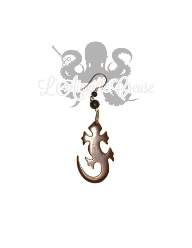 Paire de boucles d'oreilles Salamandre en bois